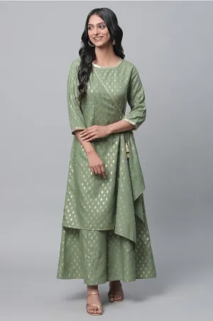 Green Mock-Layer Festive Jumpsuit