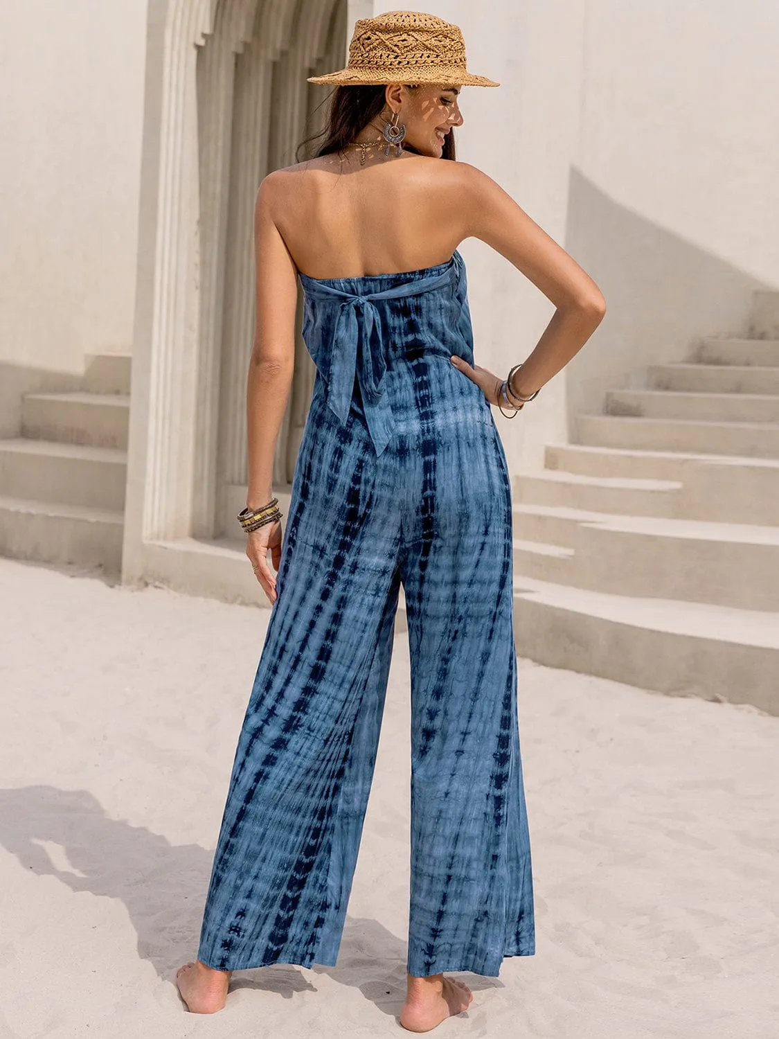 GYPSY - Wide Leg Tied Tube Top Relaxed Jumpsuit