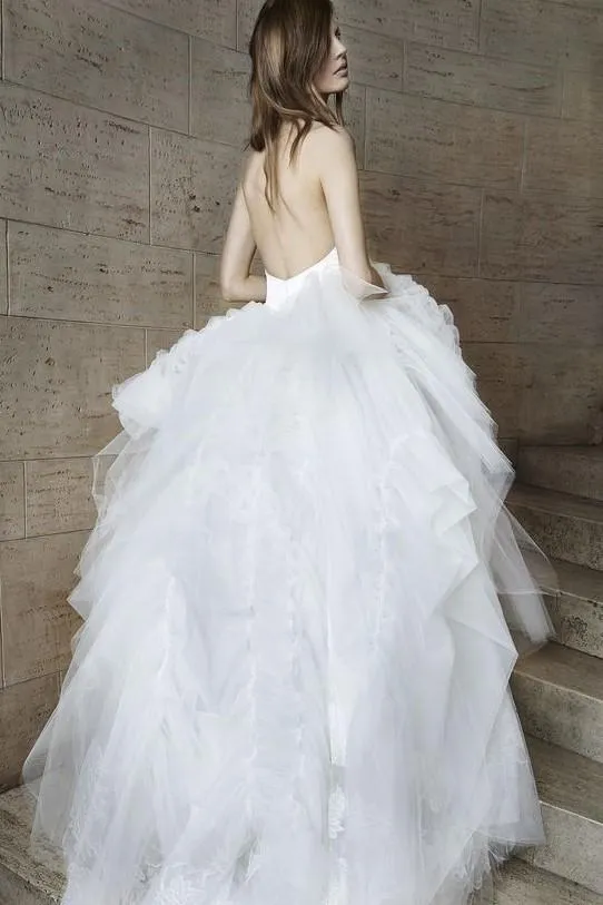 Halter Straps Sexy Wedding Dress with Puffy Tulle Skirt