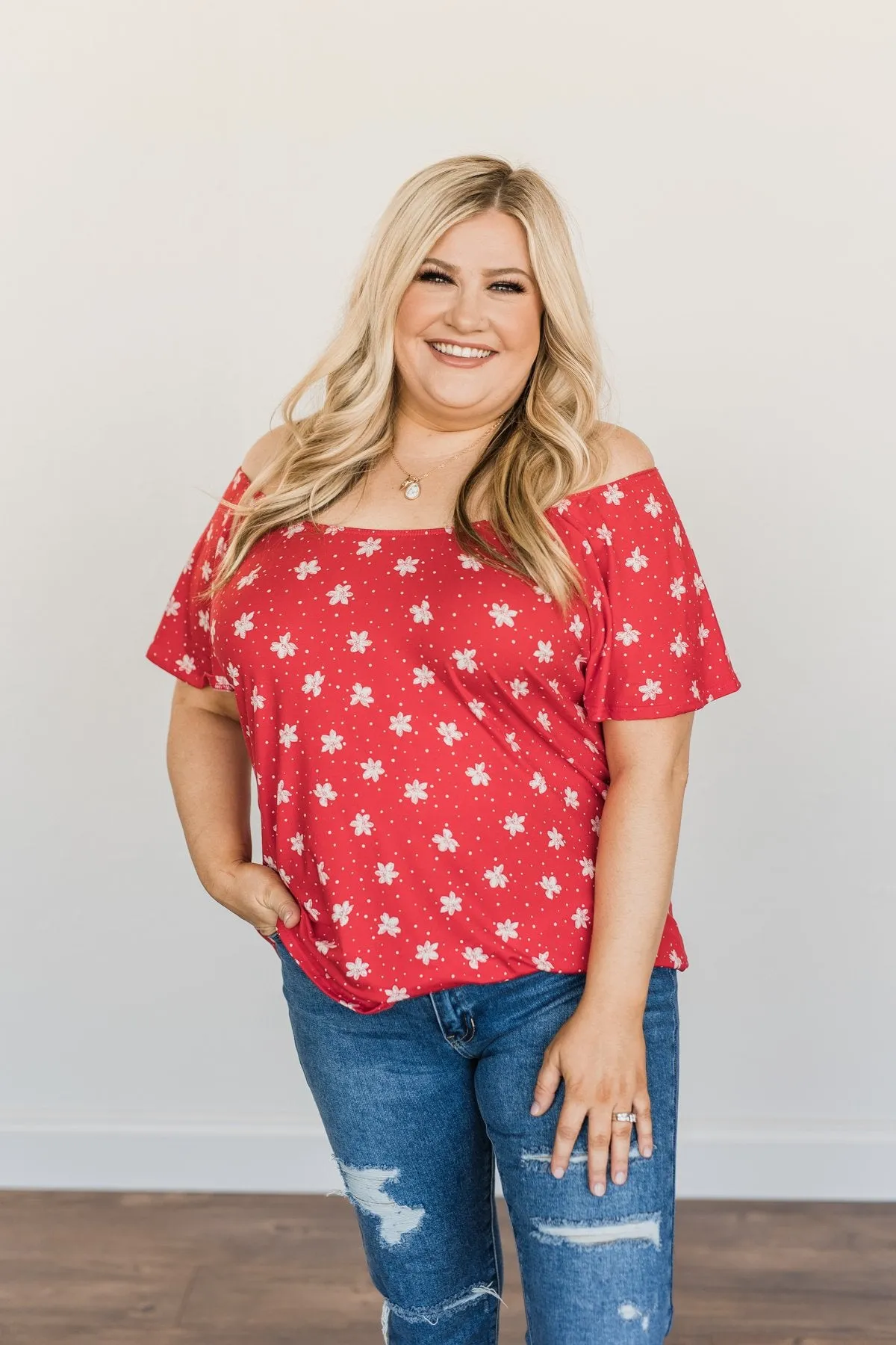 Happier Than Ever Floral Tie Top- Red