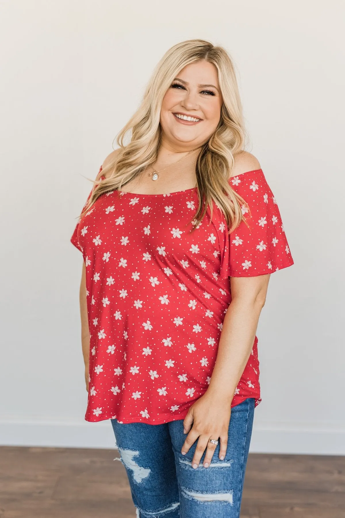 Happier Than Ever Floral Tie Top- Red