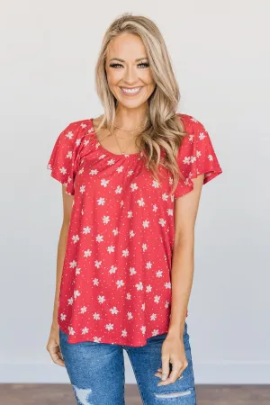 Happier Than Ever Floral Tie Top- Red