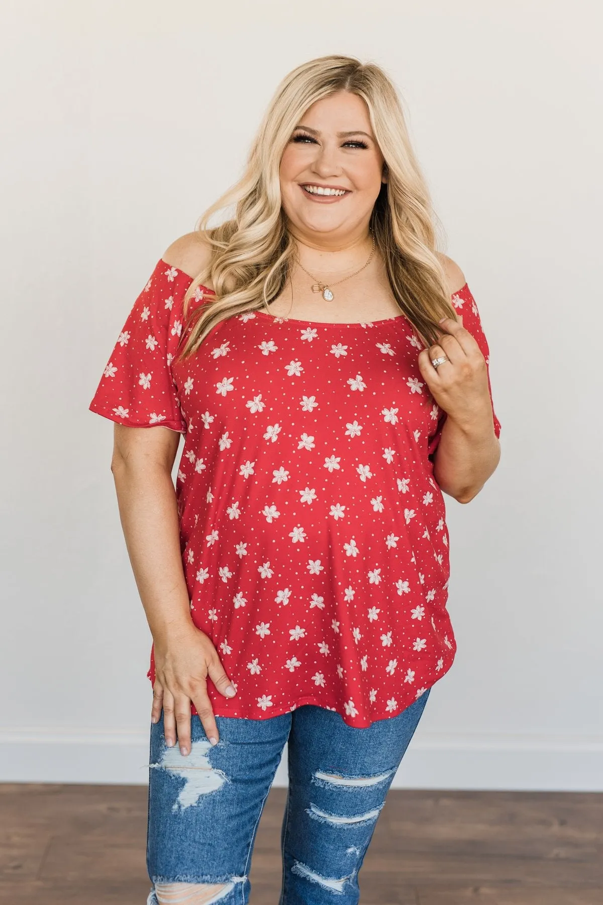 Happier Than Ever Floral Tie Top- Red