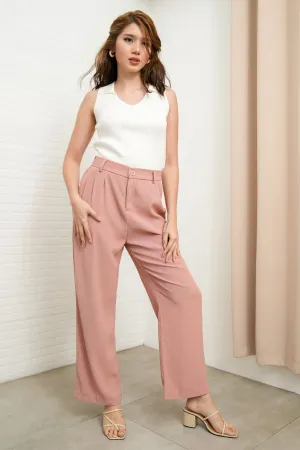 HARVEY High-Waist Tailored Straight Leg Trousers (Blush Pink)