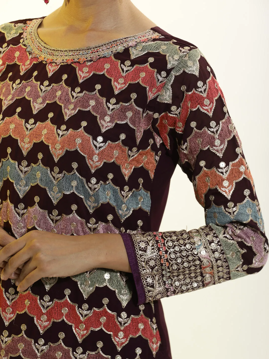 Heavy Embroidered Georgette Festive Kurta Set With Dupatta