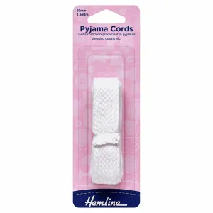Hemline Polyester Pyjama Cord - 20mm - White