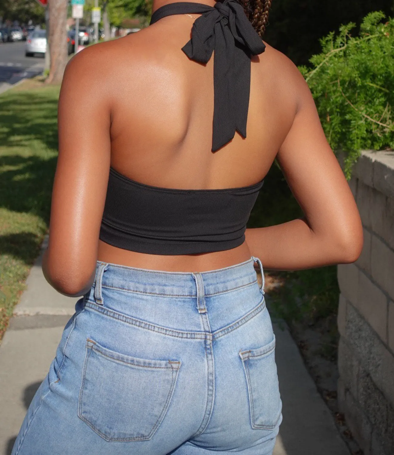 High Hopes Ribbed Halter Top(Black)