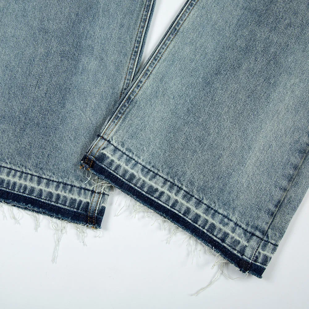 Hole Washing Water Denim Bootcut Trousers Men