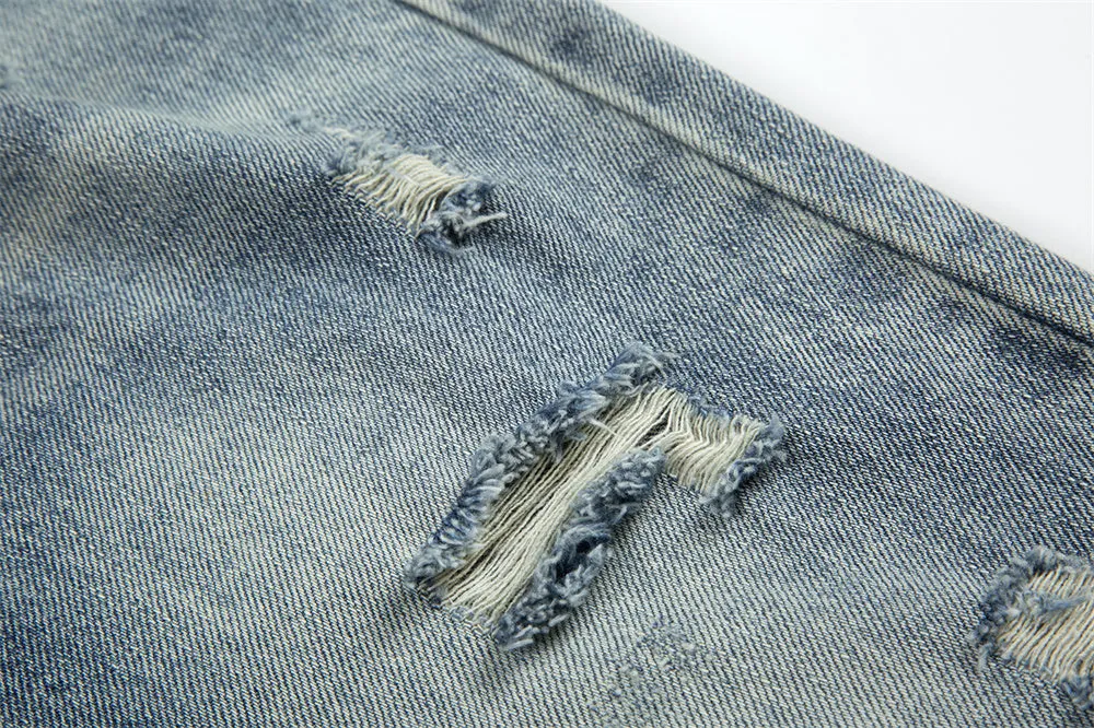 Hole Washing Water Denim Bootcut Trousers Men