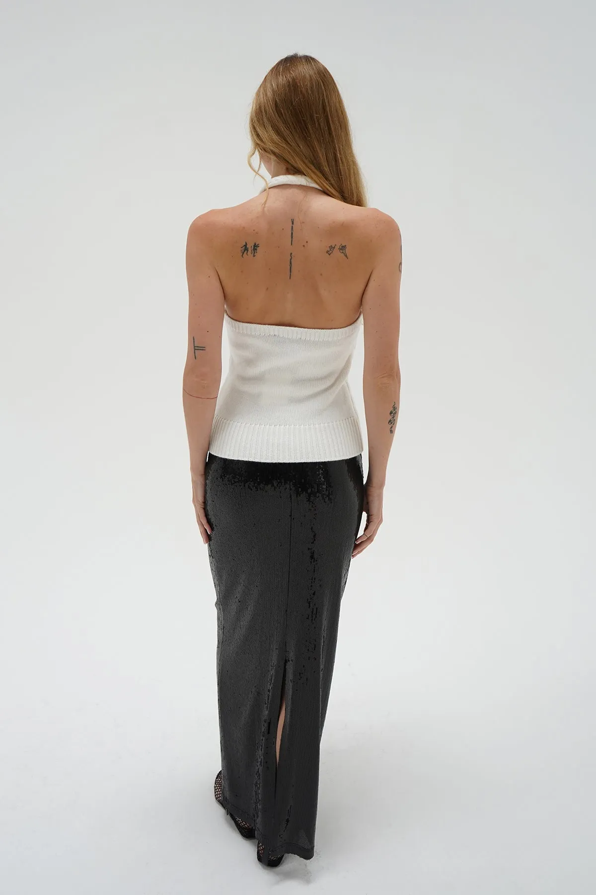 Hollis Cable Knit Halter Top - Ivory
