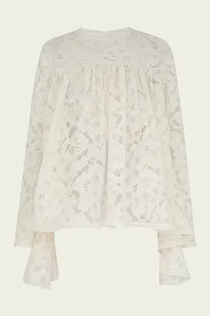 Illuminate Lace Gathered Top in Cream