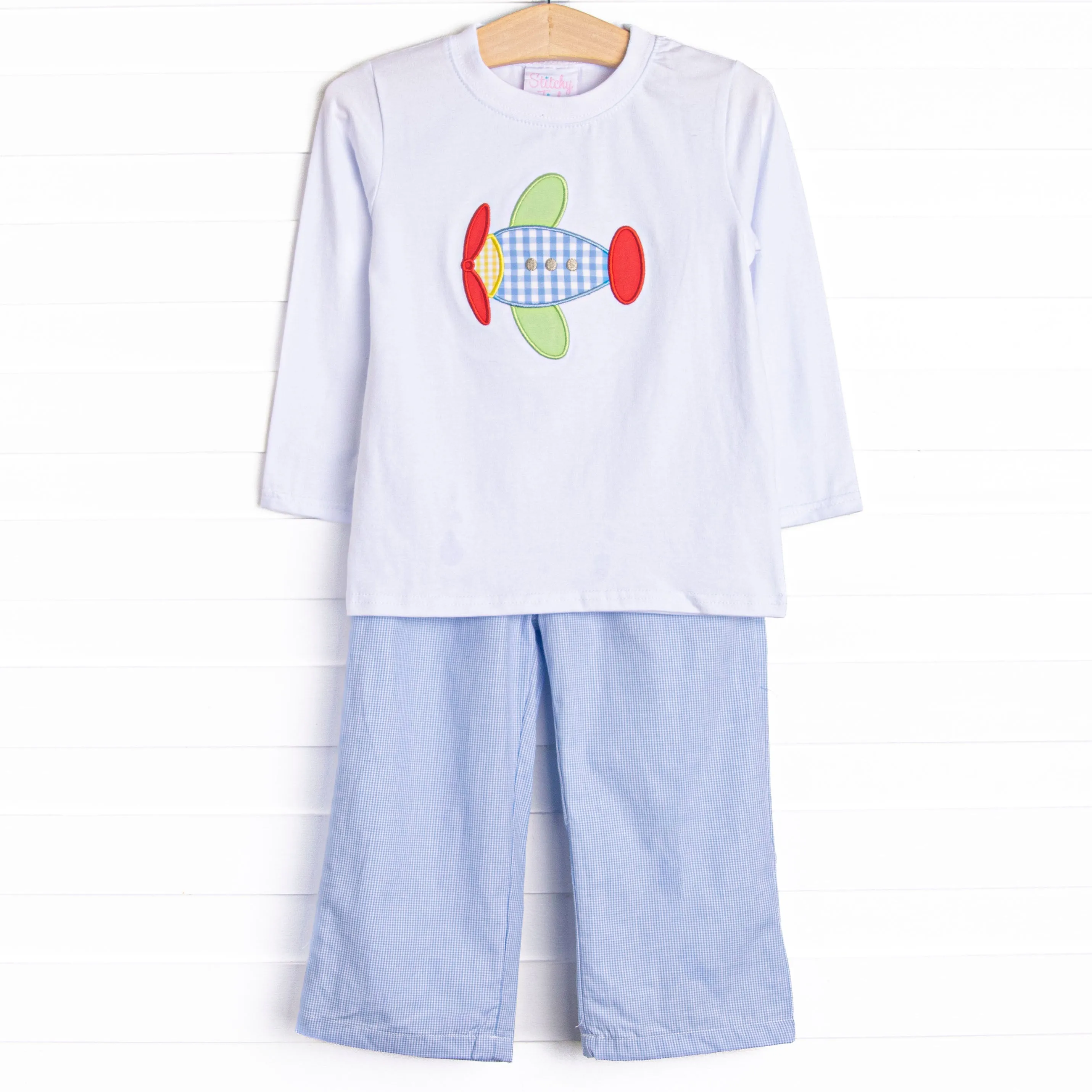 In the Sky Applique Pant Set, Blue