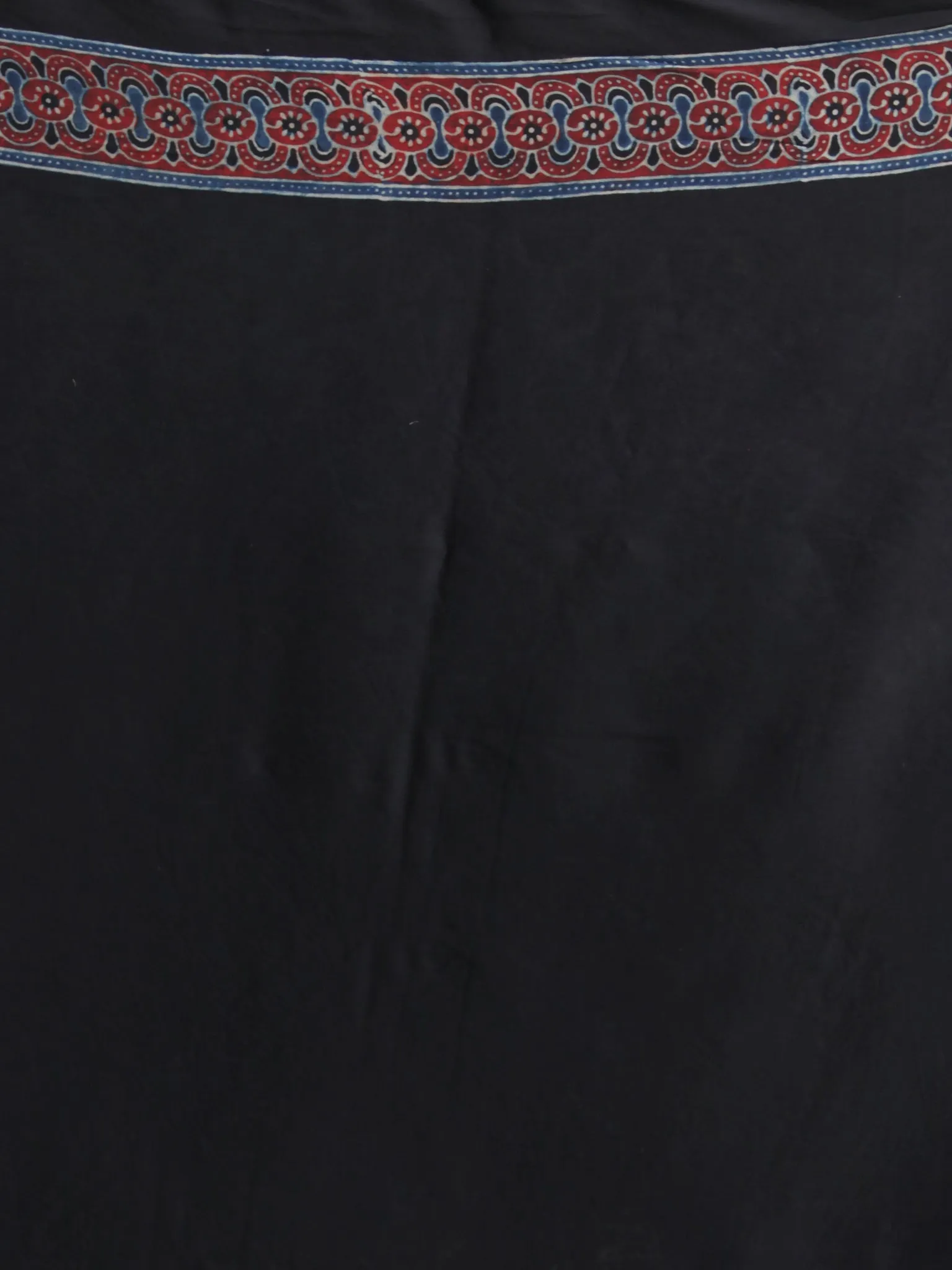 Indigo Ivory Black Red Ajrakh Hand Block Printed Modal Silk Saree - S031704125