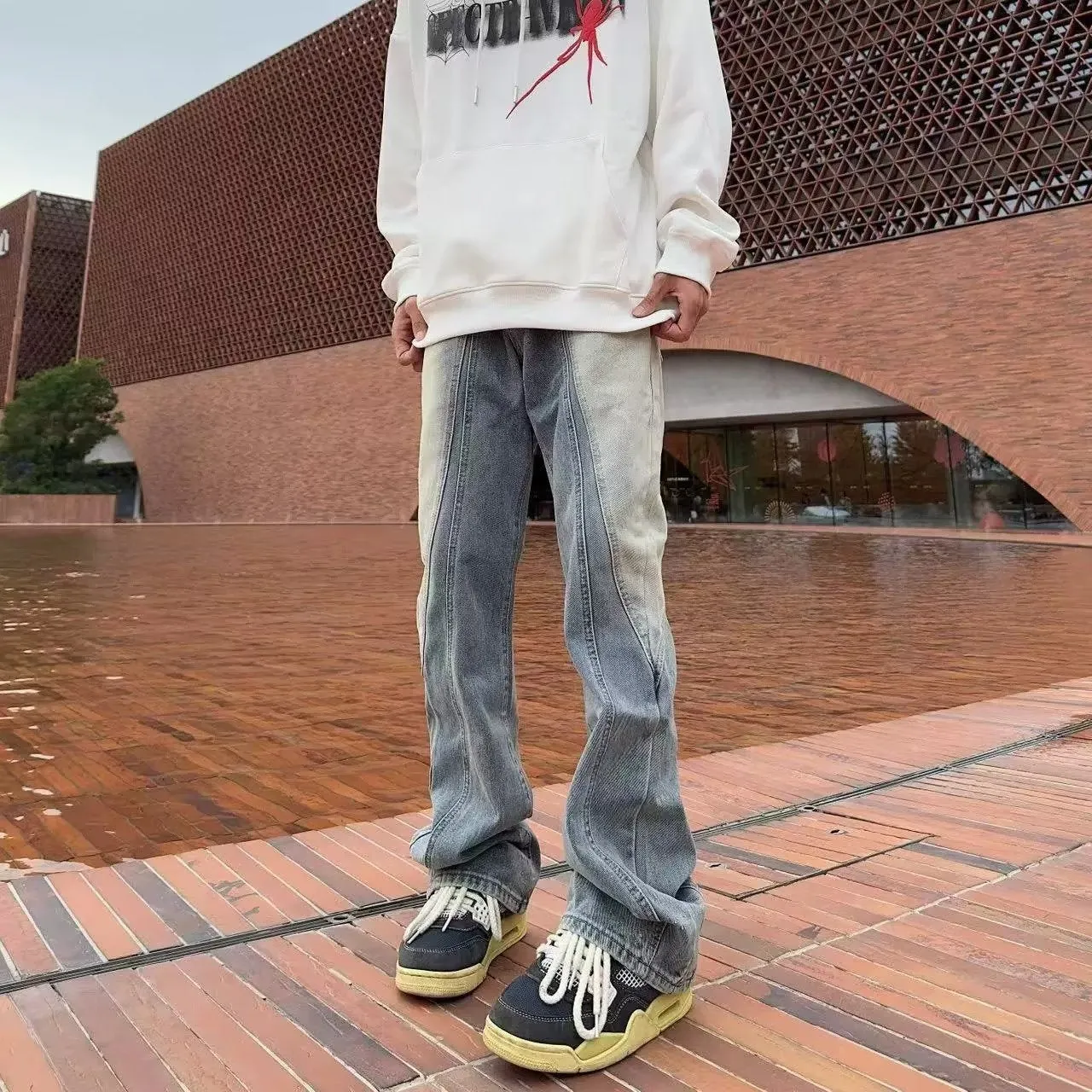 INSTOCK-Cement gray men's straight jeans