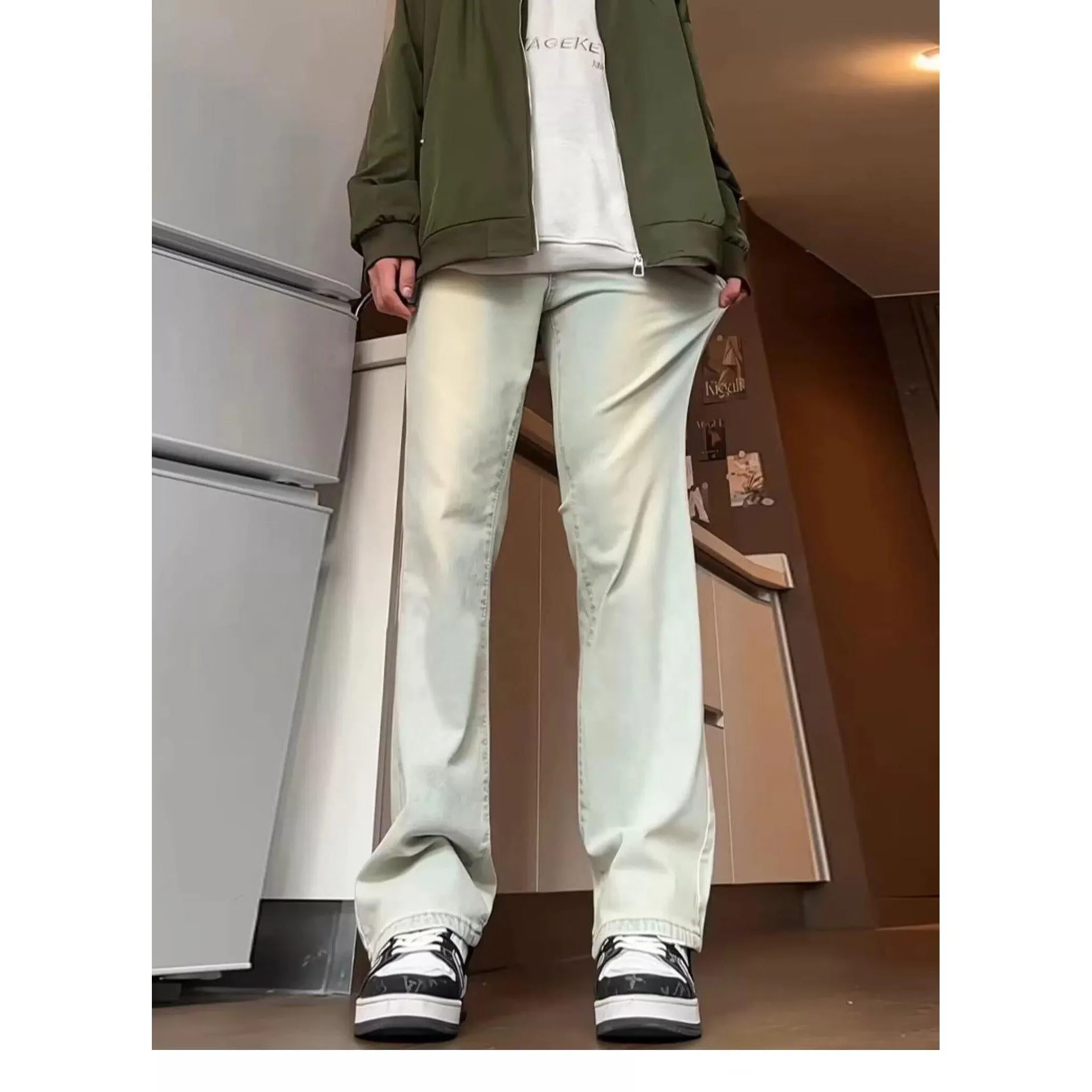INSTOCK-Cement gray men's straight jeans
