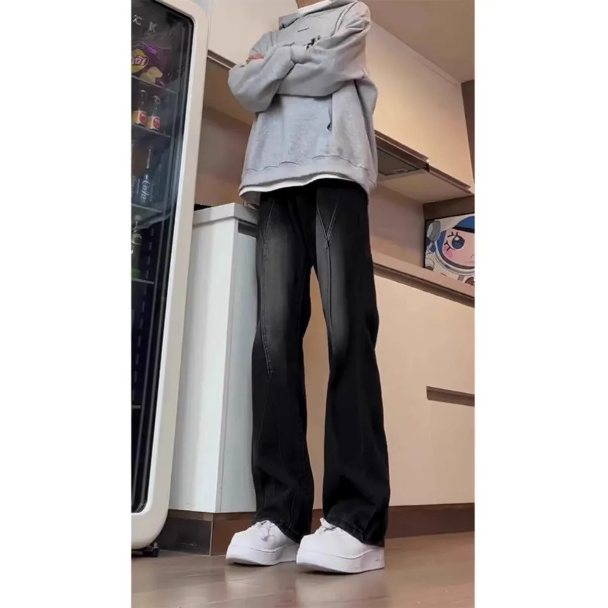 INSTOCK-Cement gray men's straight jeans