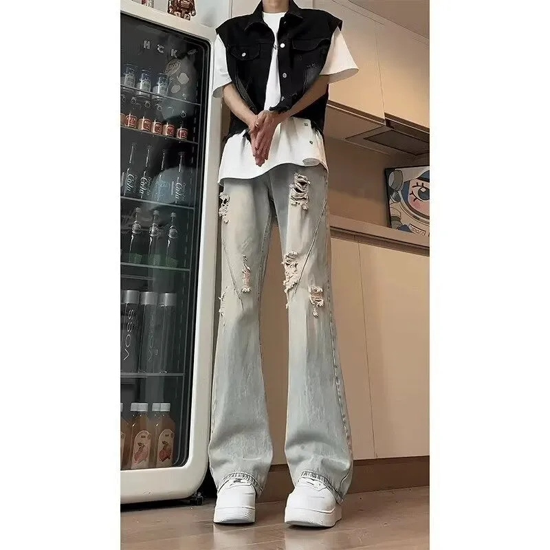 INSTOCK-Cement gray men's straight jeans