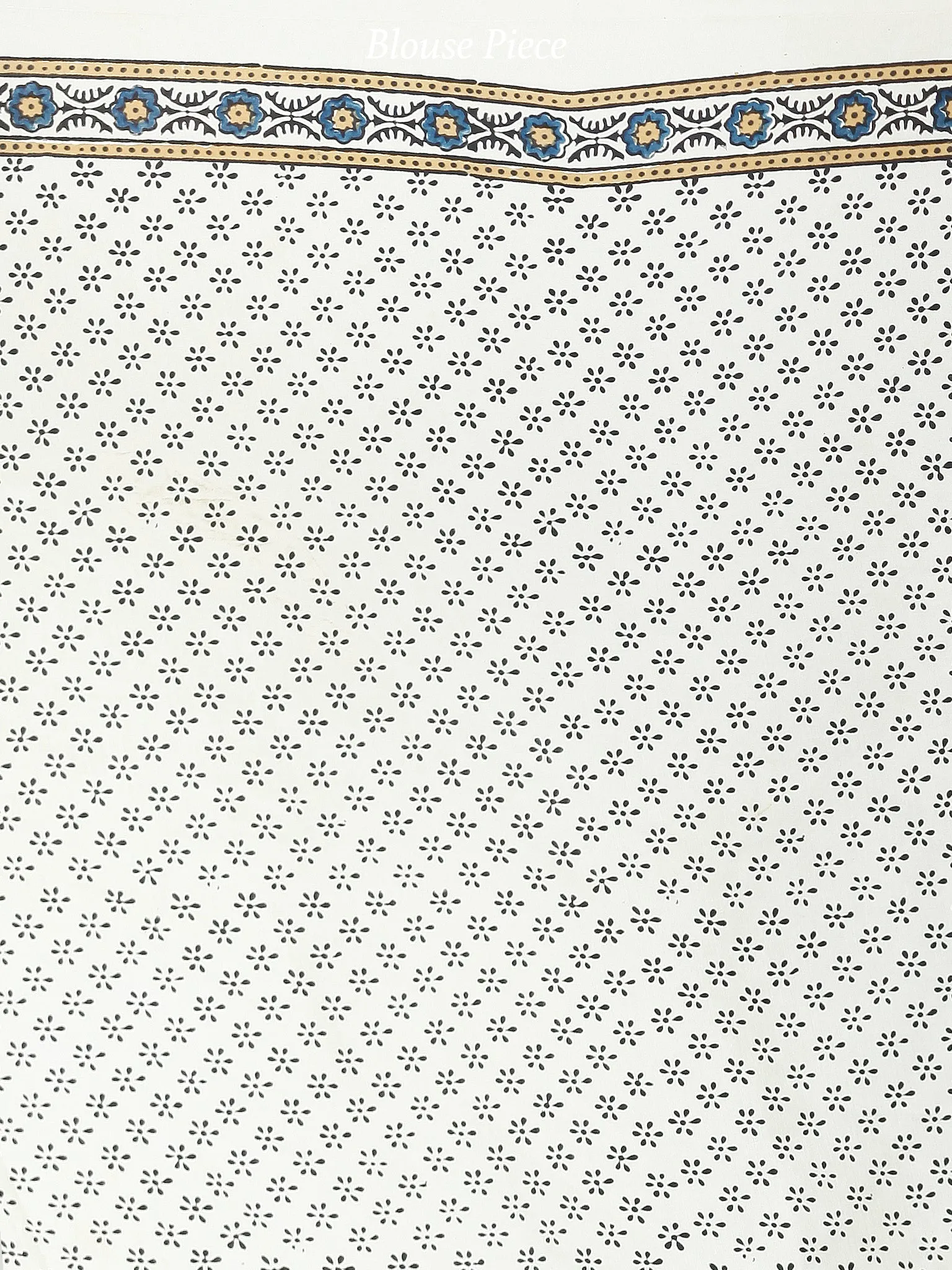 Ivory Indigo Black Brown Ajrakh Hand Block Printed Modal Silk Saree in Natural Colors - S031703707