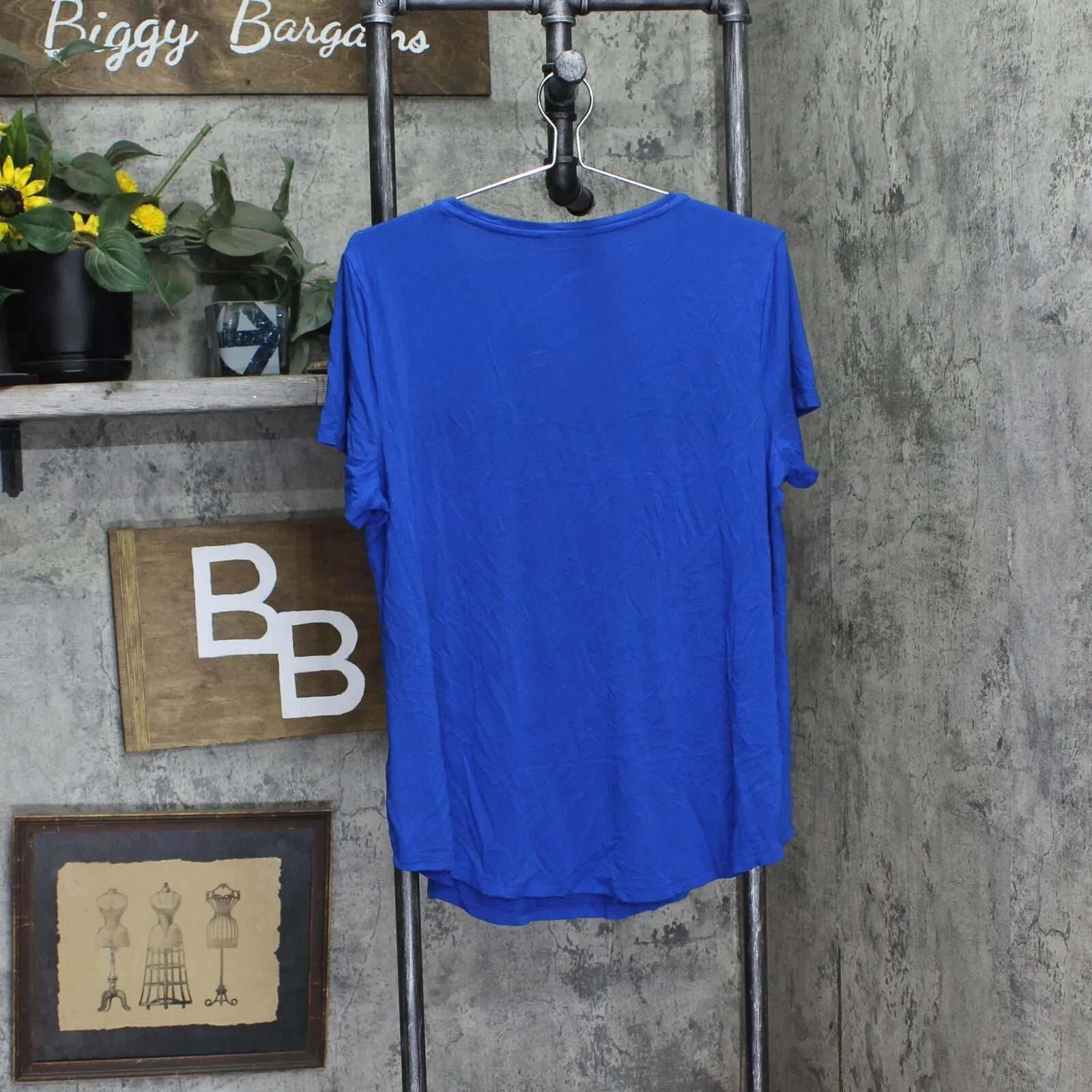 JM Collection Womens Short Sleeve Flowy Shirt Top 16776e49385cf1 Blue L