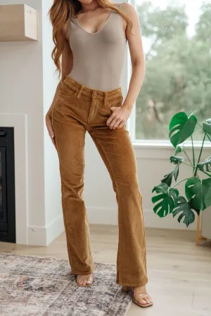 JUDY BLUE Cordelia Bootcut Corduroy Pants in Camel