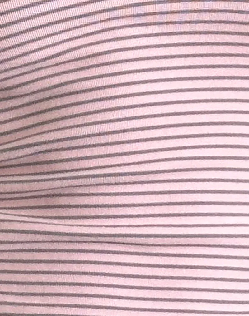Jules Halter Top in Pink and Grey Jersey Stripe