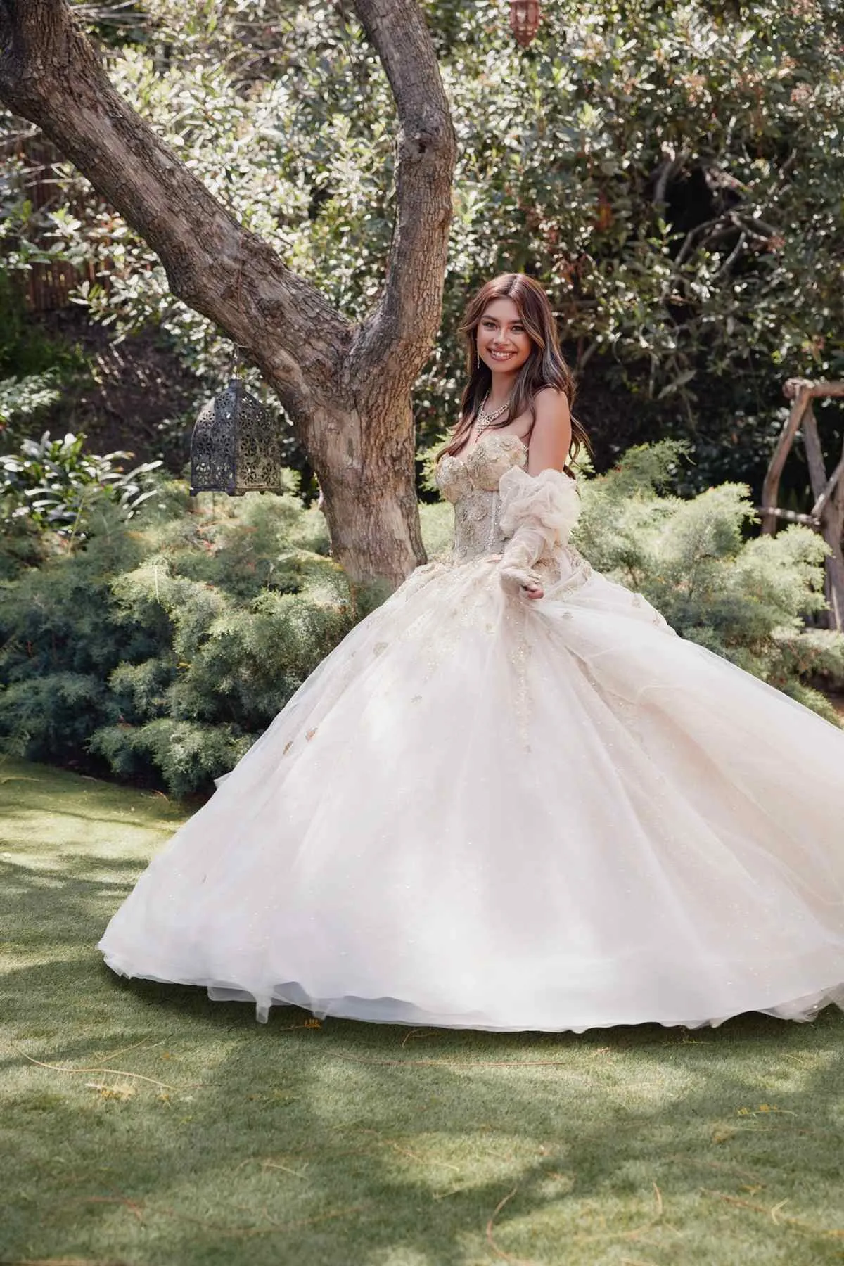 Juliet JT1465H Dress 3d Flowers Applique Puff Sleeve Quinceanera Dress