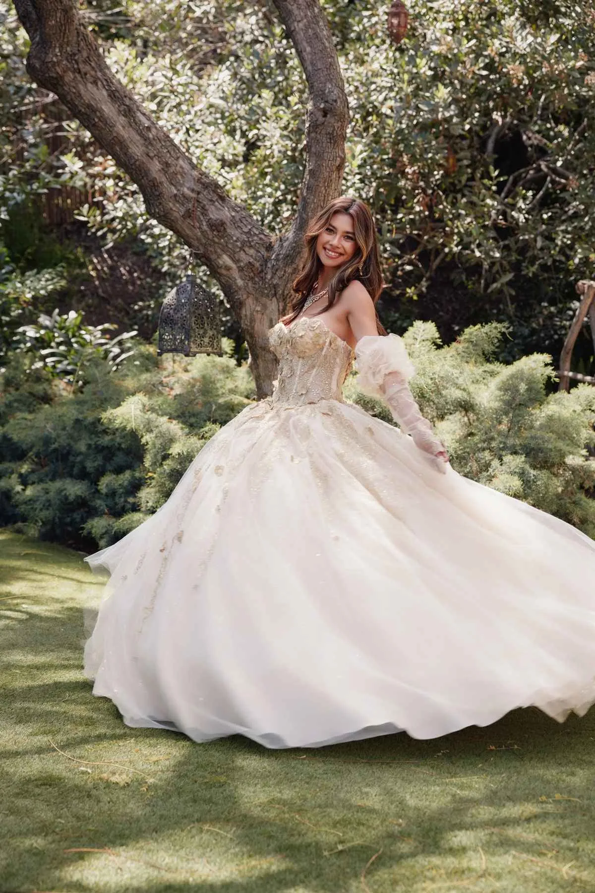 Juliet JT1465H Dress 3d Flowers Applique Puff Sleeve Quinceanera Dress
