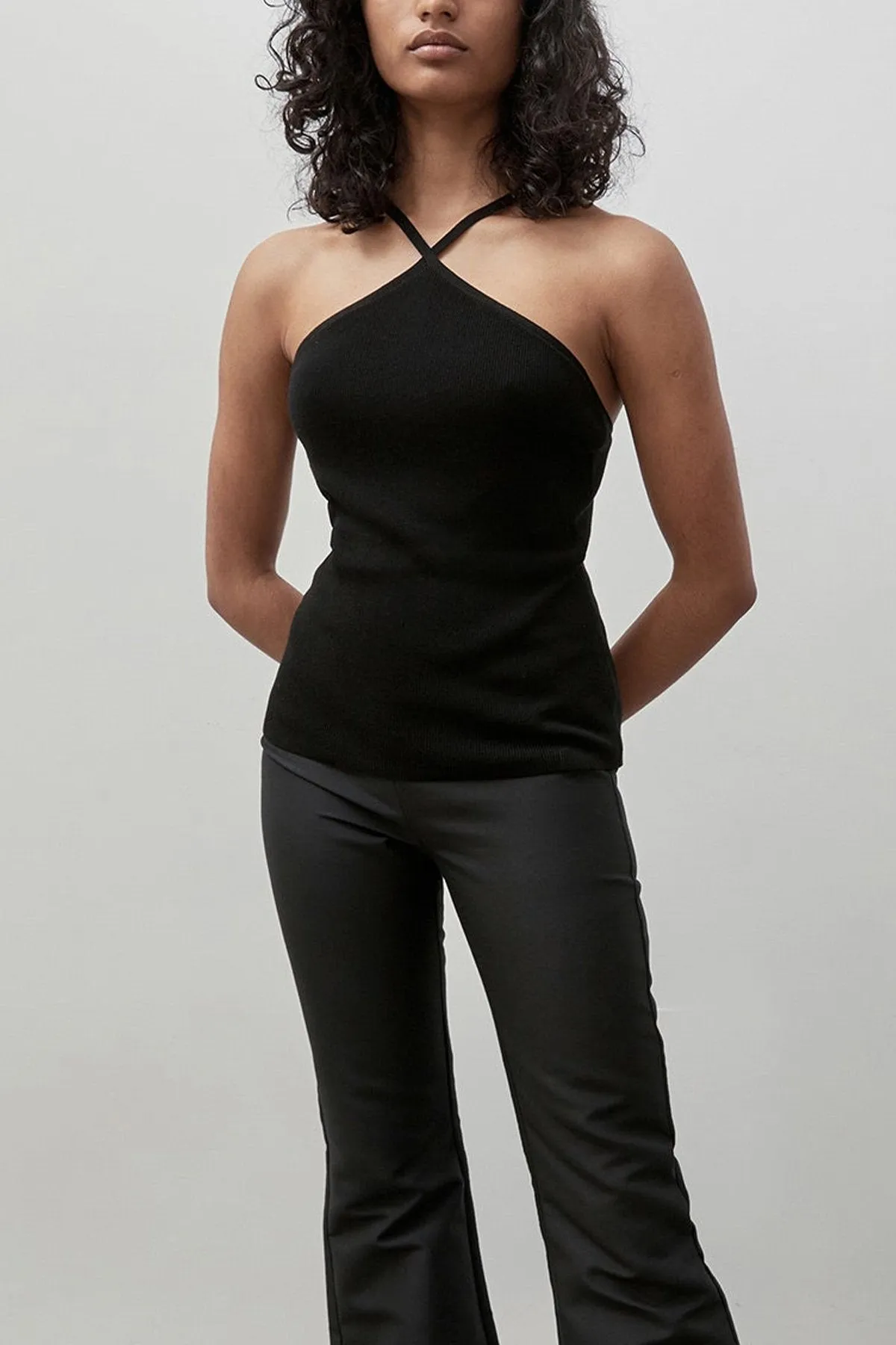 Knit Halter Top in Black