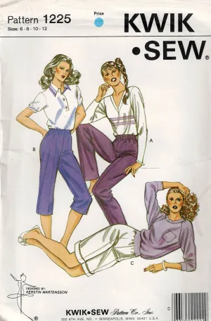 Kwik Sew 1225 Womens Straight Leg Pants & Shorts 1980s Vintage Sewing Pattern Size Waist 23 - 29 Inches UNCUT Factory Folded