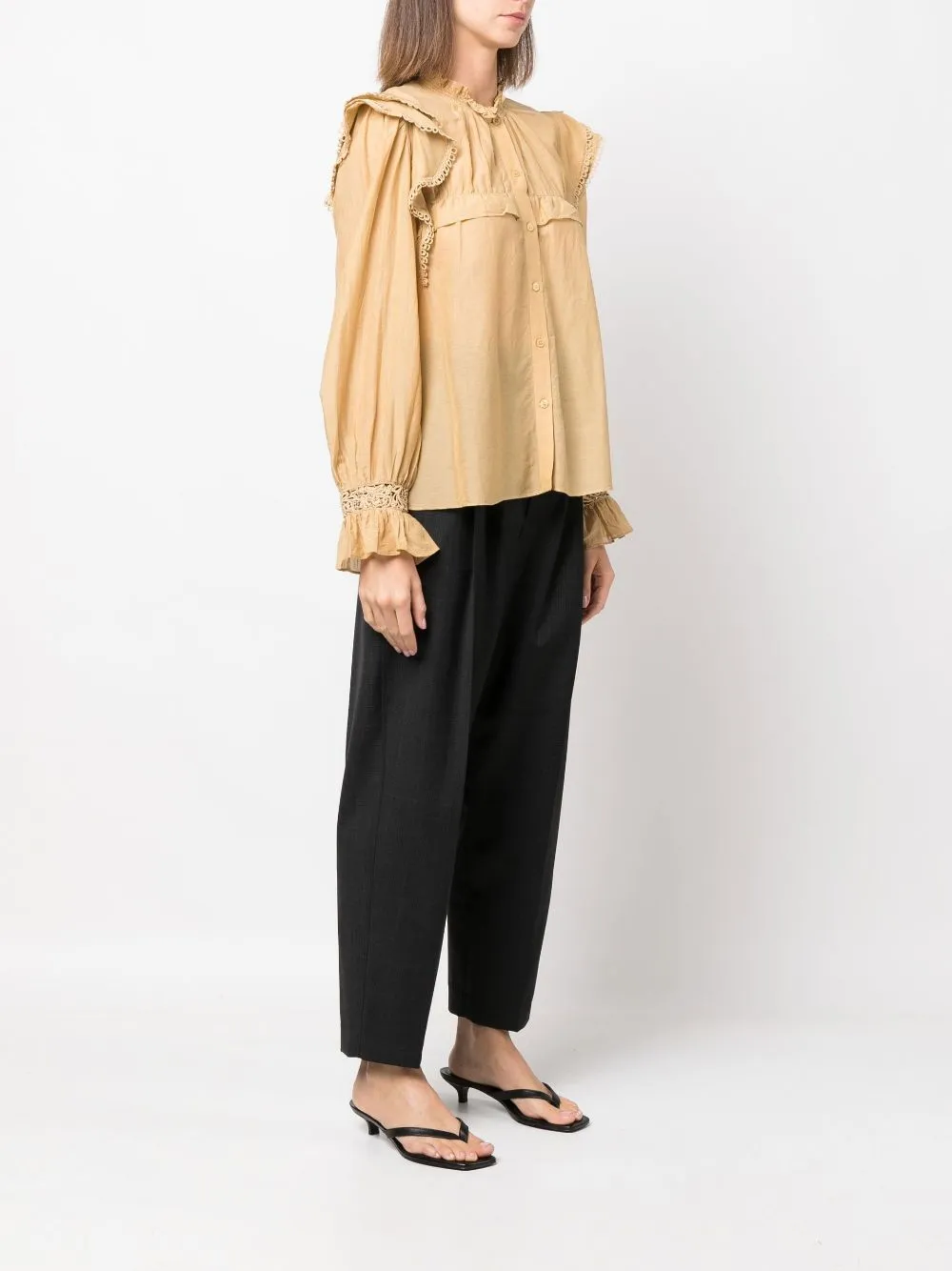 Lace and cotton blend blouse