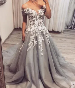 lace applique prom dresses 2020 silver gray beaded elegant cheap prom gown 2021 vestido de festa