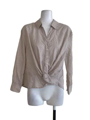 Lace Awning Stripe Front Knot Top