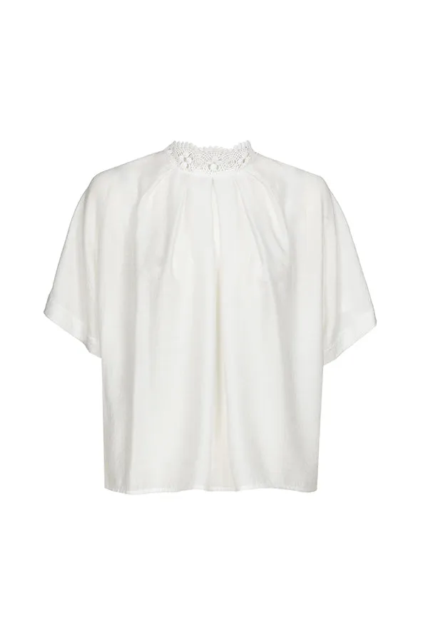 LACE STAND UP COLLAR LACE LOOSE TOP