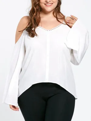 Lace Strap V-neck Strapless Plus Size Women's Shirt