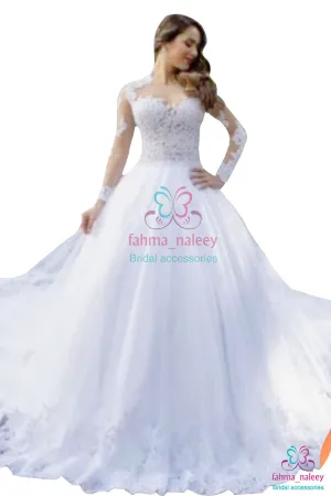 Lace Turtle Neck Ball Wedding Gown