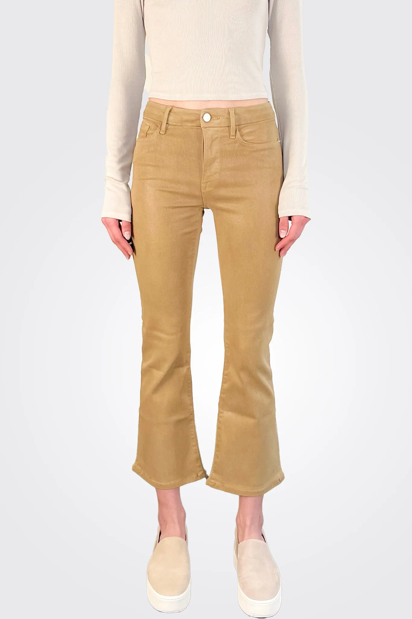 Le Crop Mini Bootcut - Light Camel Coated