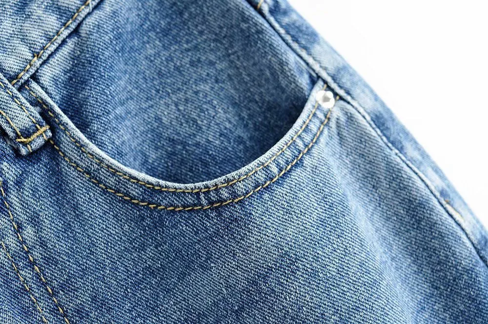Leg Split High Waist Wide Leg Straight Jeans Denim Pants