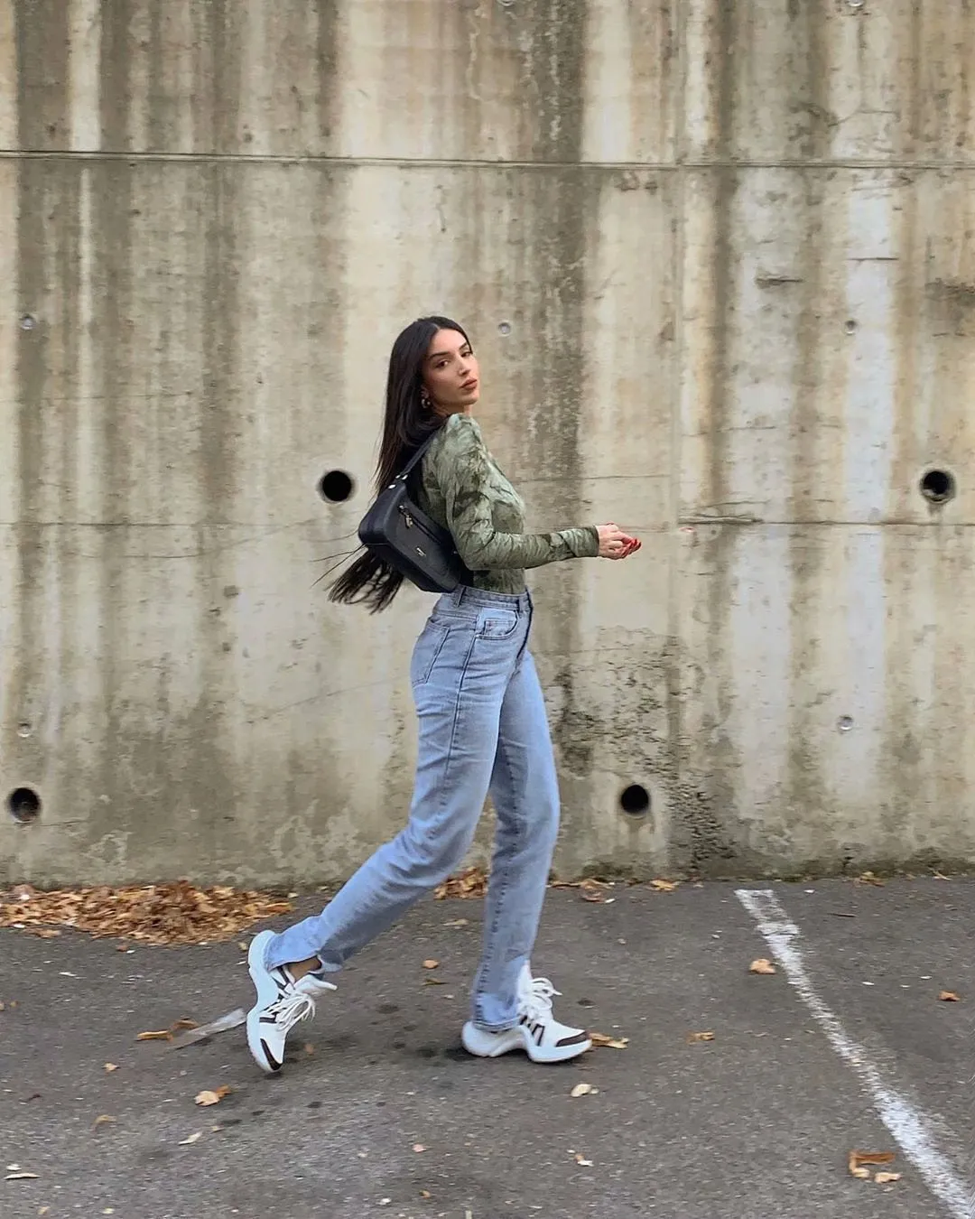 Leg Split High Waist Wide Leg Straight Jeans Denim Pants