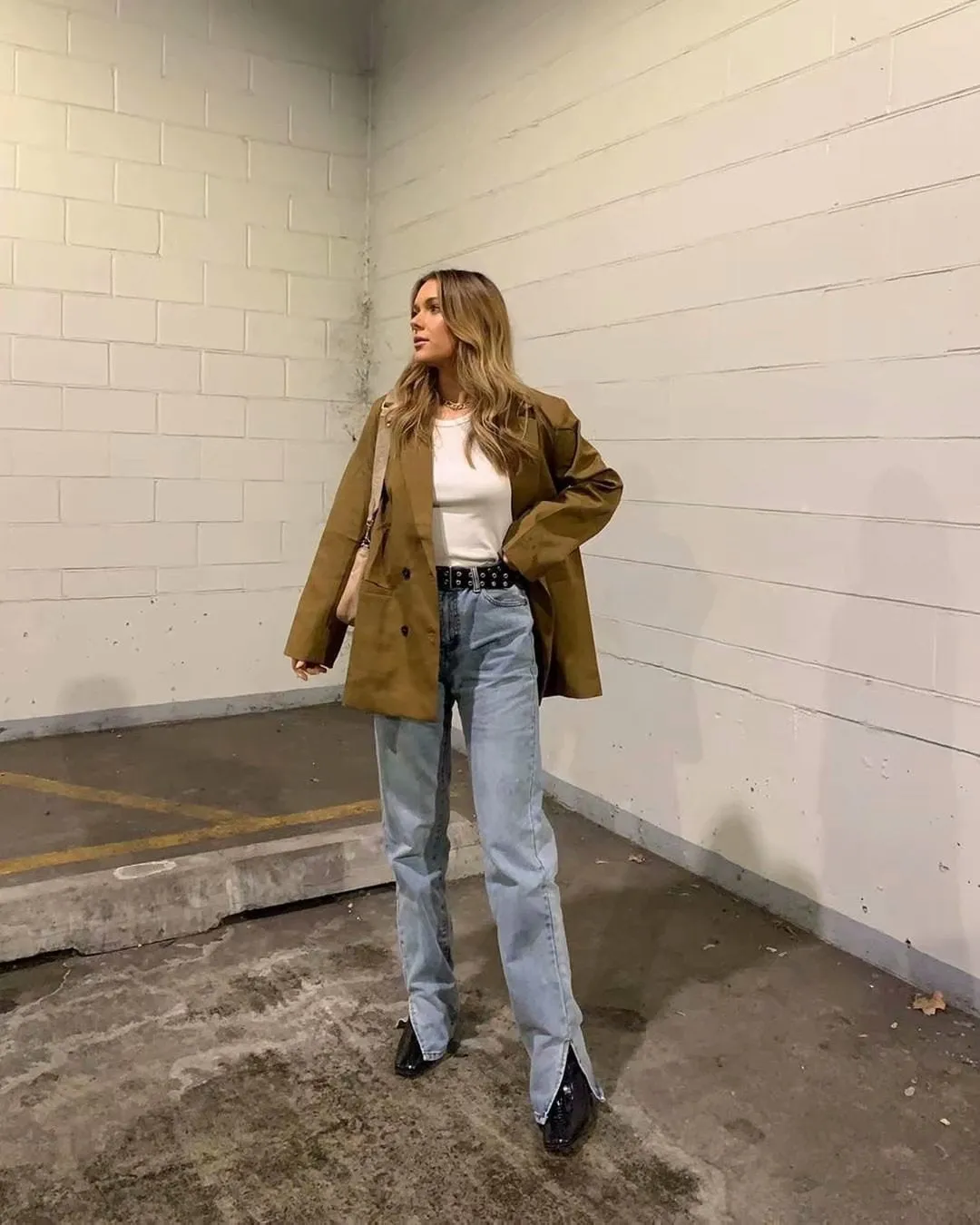 Leg Split High Waist Wide Leg Straight Jeans Denim Pants