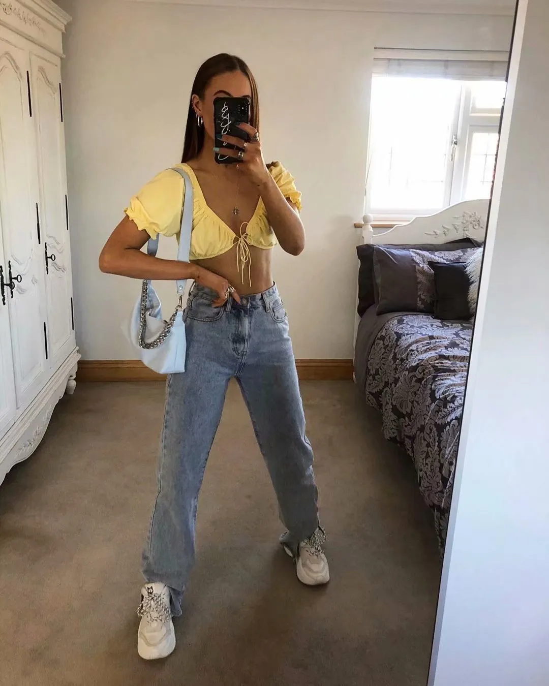 Leg Split High Waist Wide Leg Straight Jeans Denim Pants