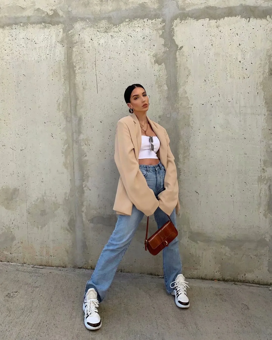 Leg Split High Waist Wide Leg Straight Jeans Denim Pants