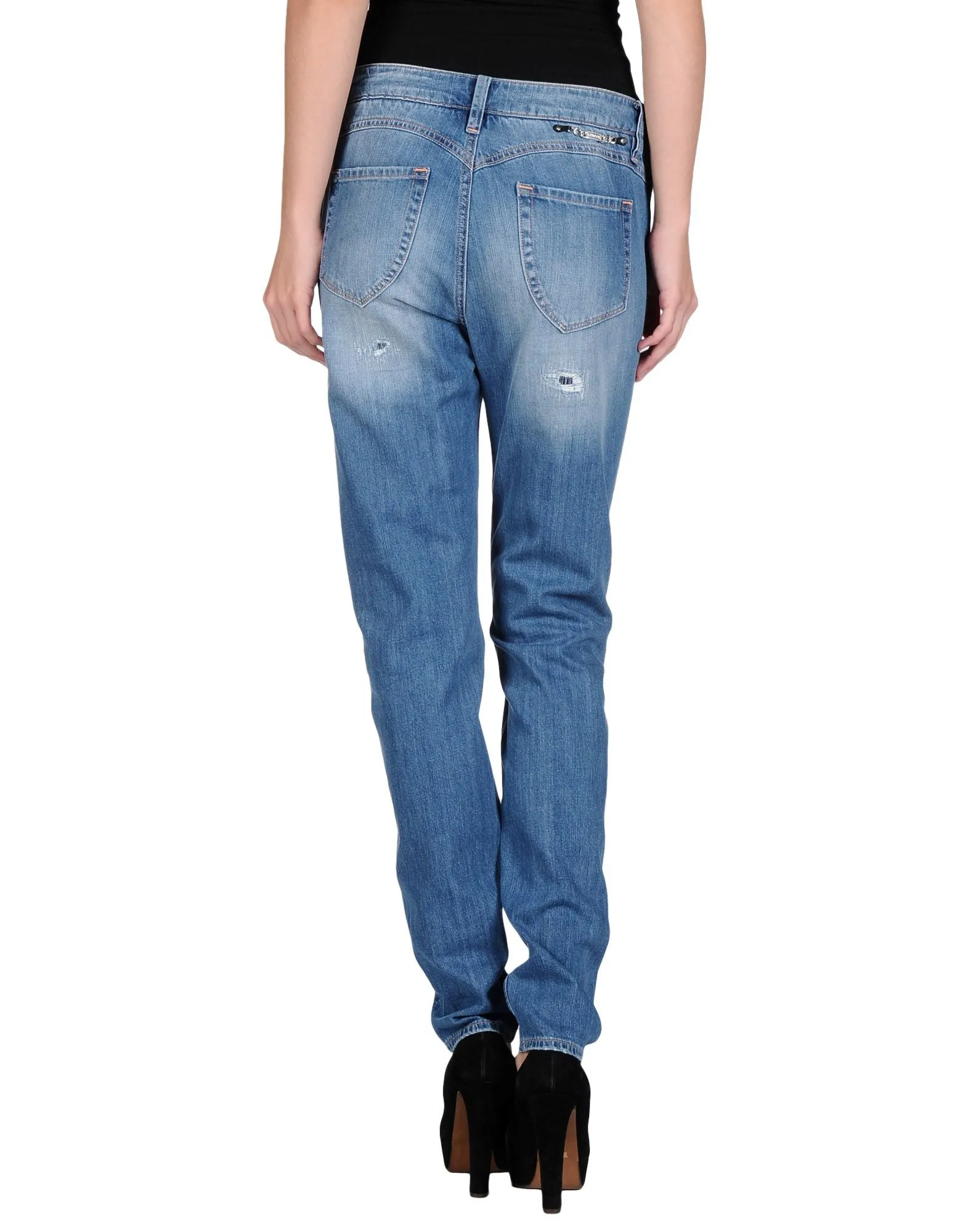 LEROCK Women's Medium Blue Straight Leg Distressed Denim Jeans NEW