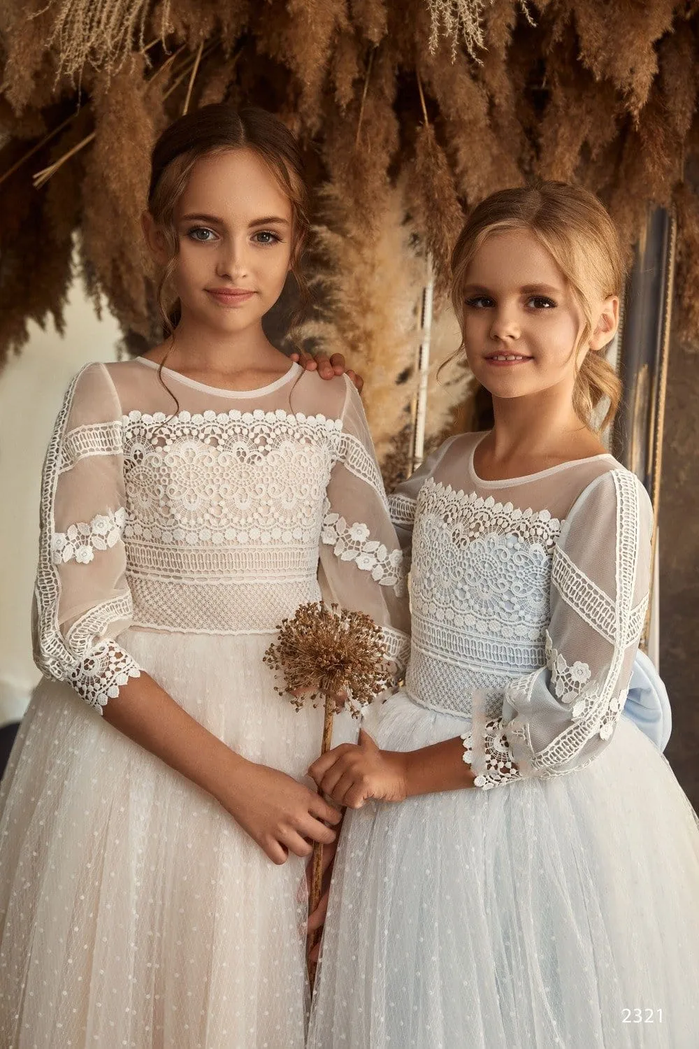 Light Blue Flower Girl Dress in Vintage Style