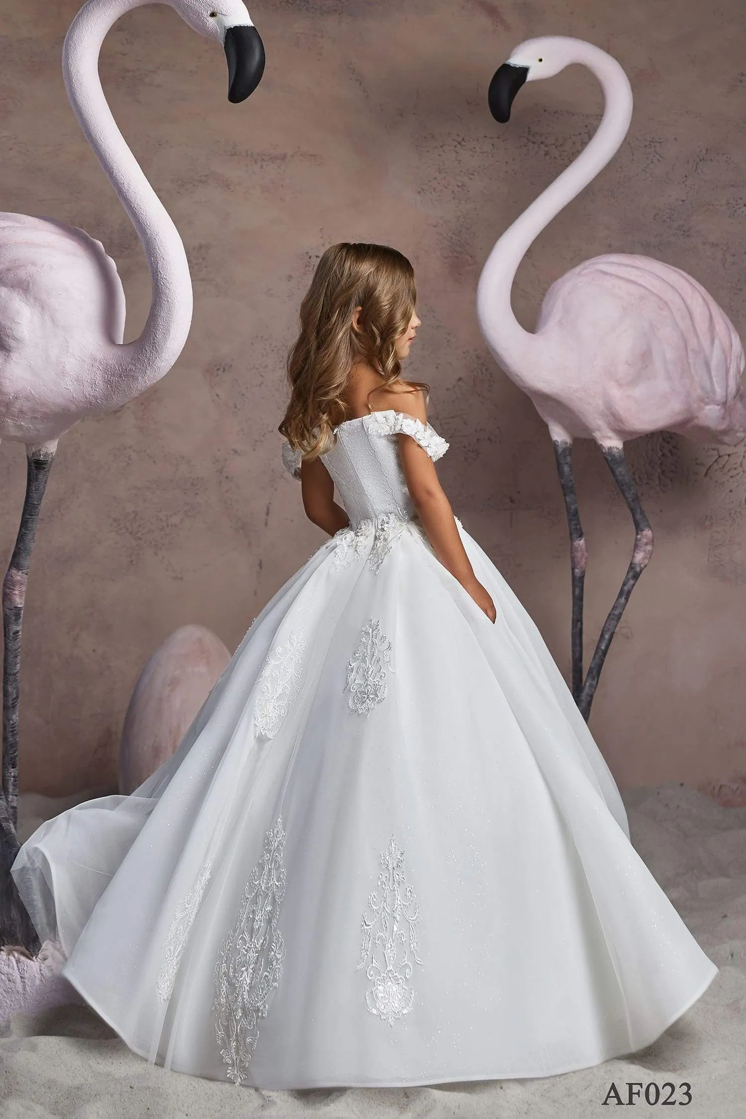 Little Girl Off the Shoulder Dress for Weddings