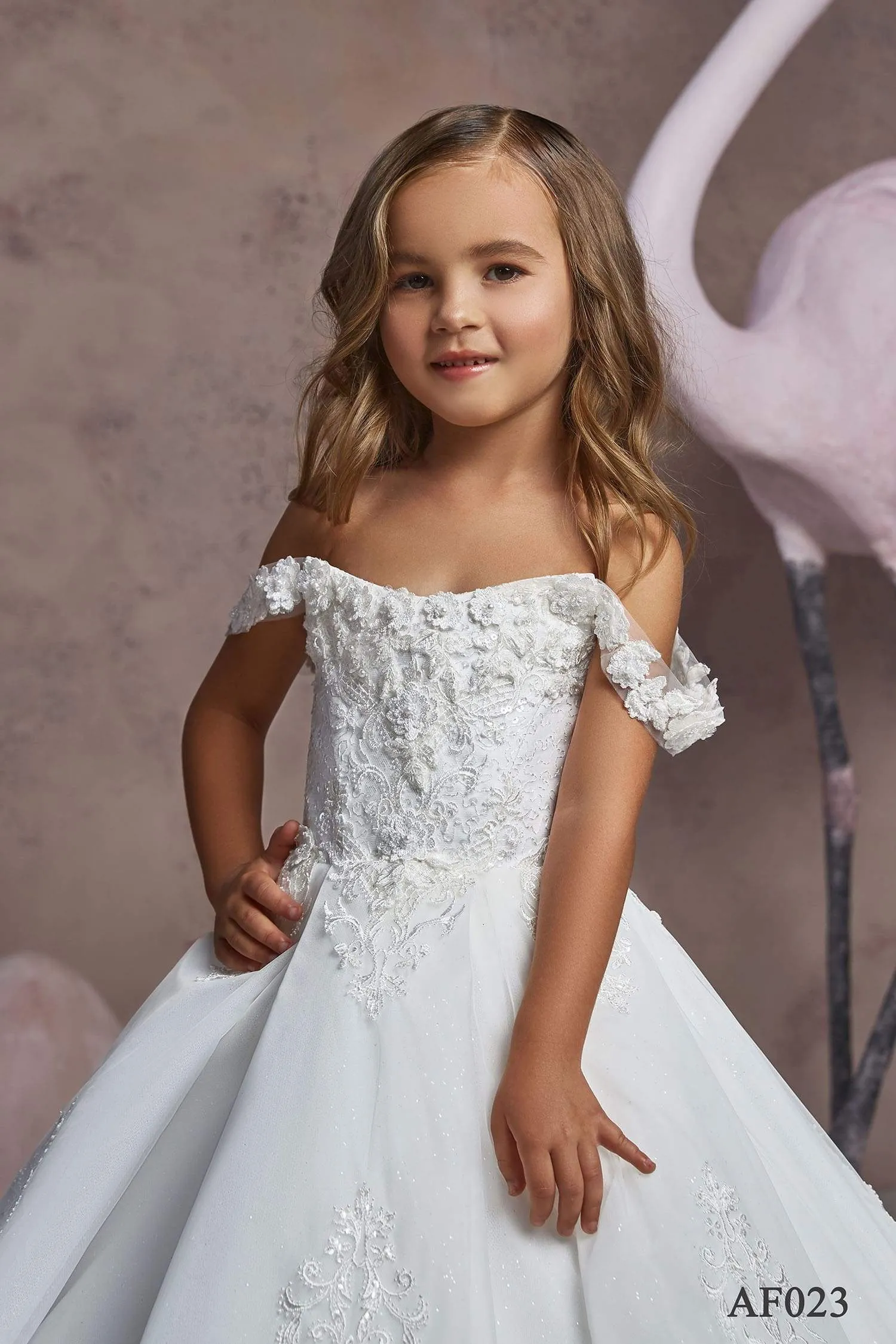 Little Girl Off the Shoulder Dress for Weddings