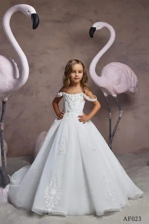 Little Girl Off the Shoulder Dress for Weddings