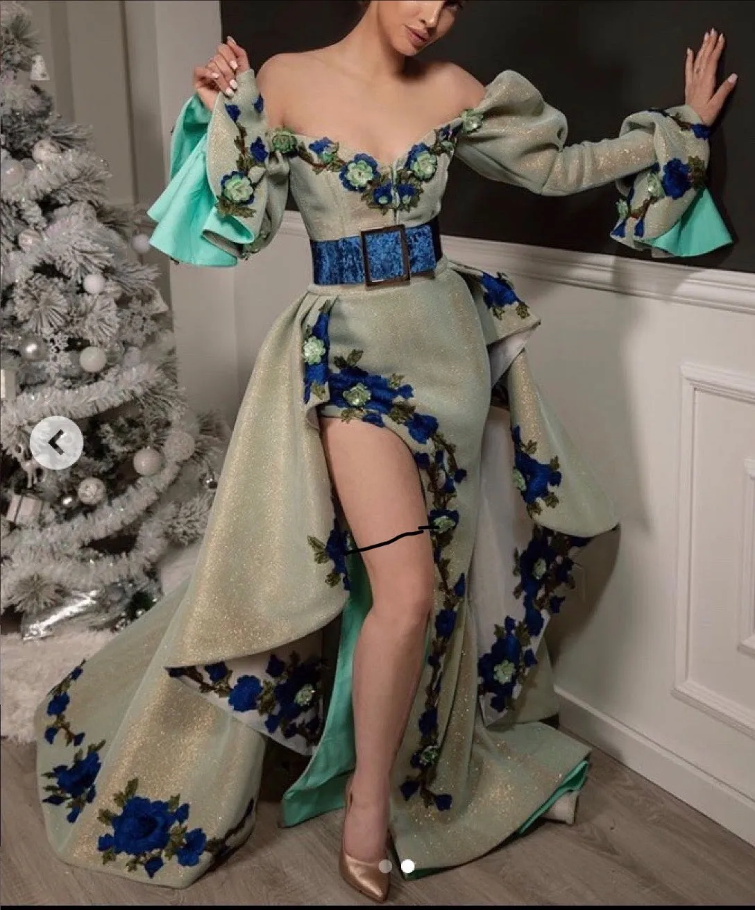 luxury ball gown prom dress 2020 long sleeve off the shoulder sparkly embroidery appliqué prom gowns