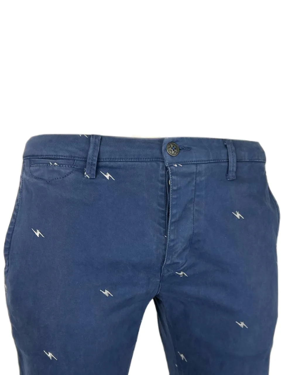 MACCHIA J Men's Blue Straight Leg Denim Embroidered Pants Sz 34 NWOT