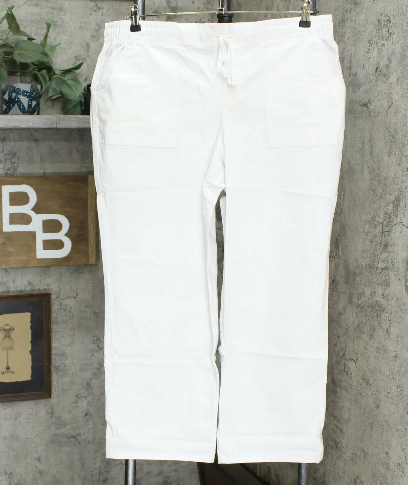 Martha Stewart Petite Stretch Canvas Pull-On Pants With Drawstring