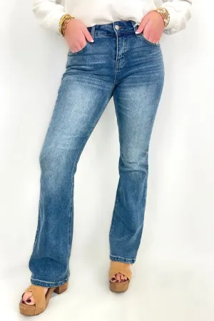 Mid Rise Flap Back Pocket Bottoms